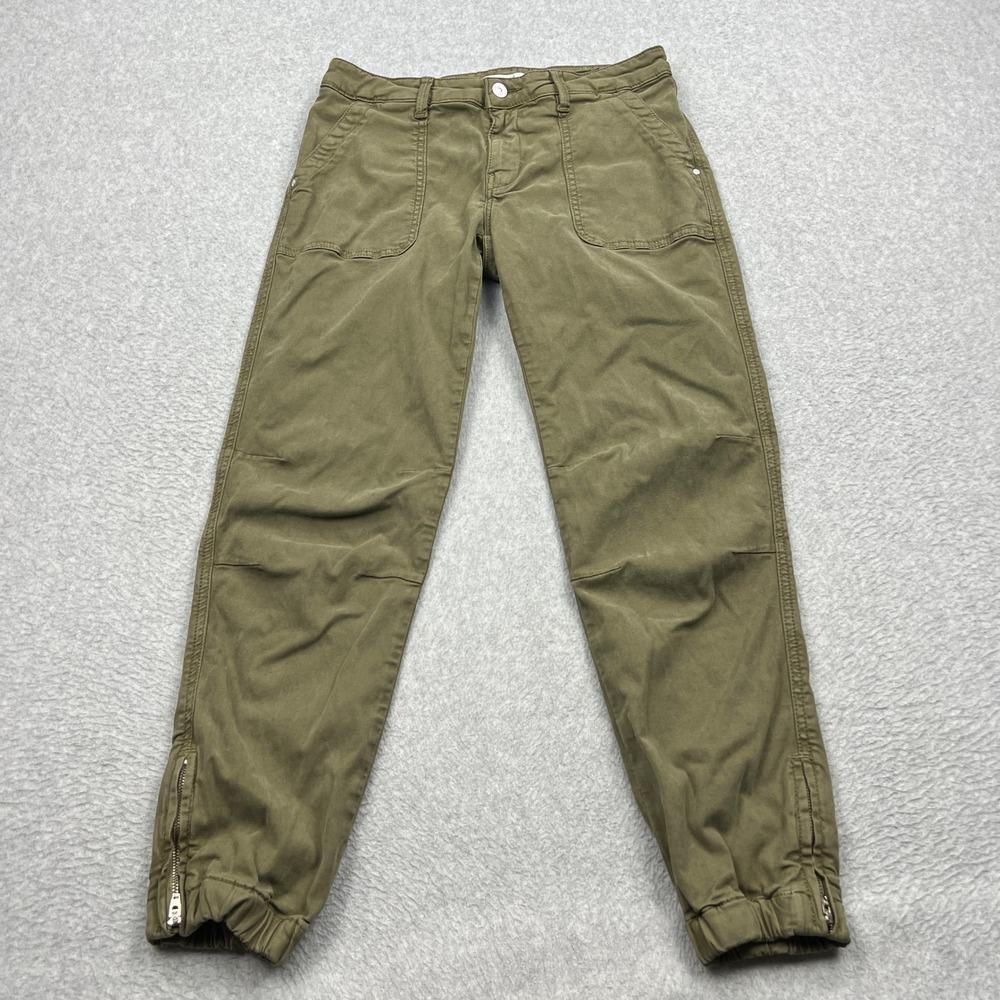 Mavi Ivy Slim Cargo Pants Womens 29/28 Olive Green Mid-Rise Zipper Cuff Utility